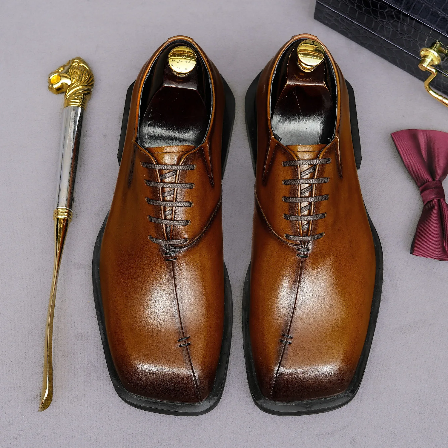 Formal Upper Wear Men - Square Toe Whole Cut Genuine Leather