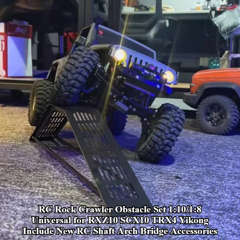 RC Rock Crawler Obstacle Set 1:10/1:8 Universal for RXZ10 SCX10 TRX4 Yikong Include New RC Shaft Arch Bridge Accessories