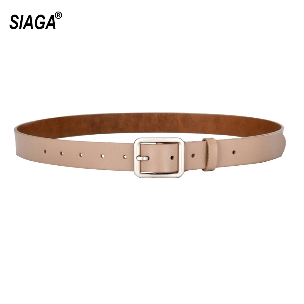 

100% Real Genuine Leather Pin Buckle Belts for Women 28mm Width