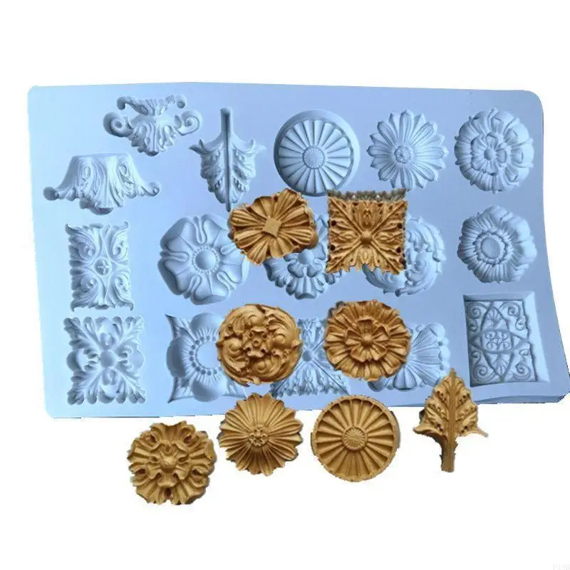 F19B 3D Bakeware Tools Sugarcraft Mould Cake Mold Vintage Embossed Pattern Environmentally Gift Silicone Mold