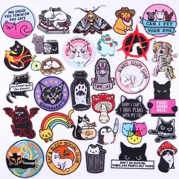 טלאי רקמת בעלי חיים חתול מצויר ברזל על טלאים לבגדים טלאים תרמו-דבקים חתול כפה טלאים על בגדי תג DIY לתפור 10 best sales לתפור על טלאי - №8