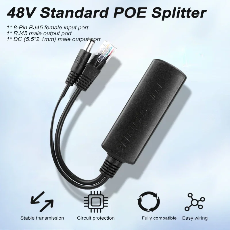 EWIND 기가비트 POE 분배기 48V ~ 5V 12V 마이크로 USB/Type-C/DC 10/100Mbps HUAWEI 및 카메라용 CISCO용 이더넷을 통한 전원 공급