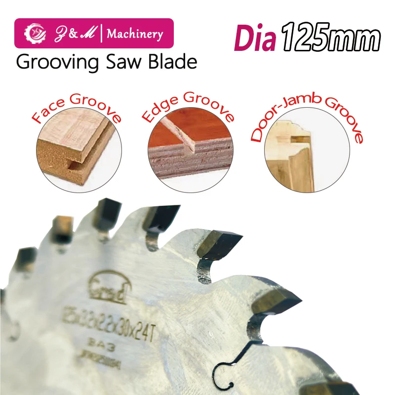 Dia 125mm/5inch TCT Grooving Saw Blade BA3 Left-Right Flat Teeth Woodworking Slot Cutter for Back-Panel Door-Jamb Edge Groove