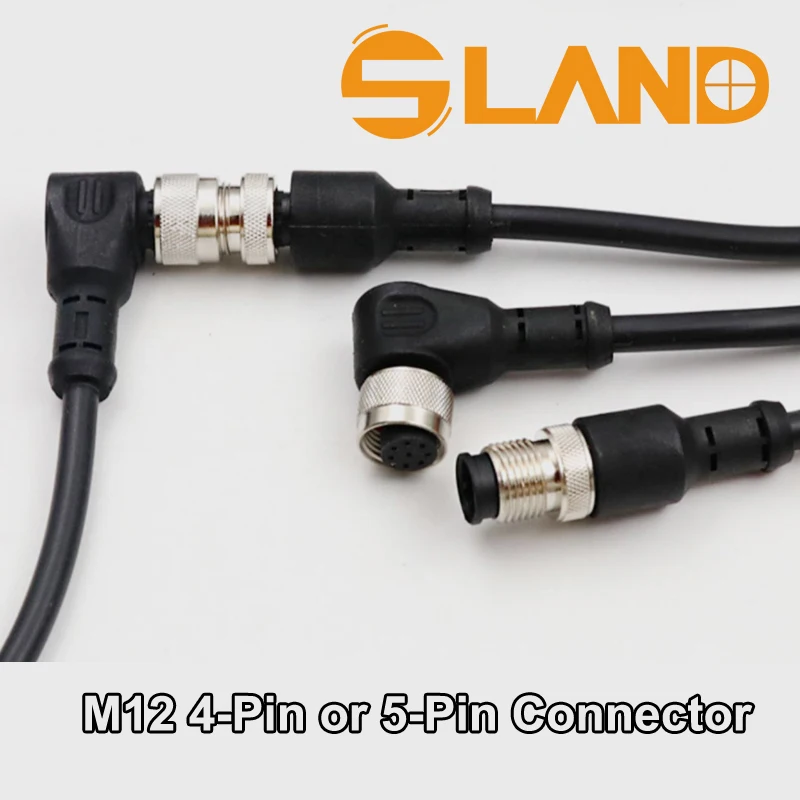M12 Thread 4PIN 5PIN Sensor connector PVC cable 2M length, Straight Right Angle Offered 1M, 2M, 3M, 5M cable customized