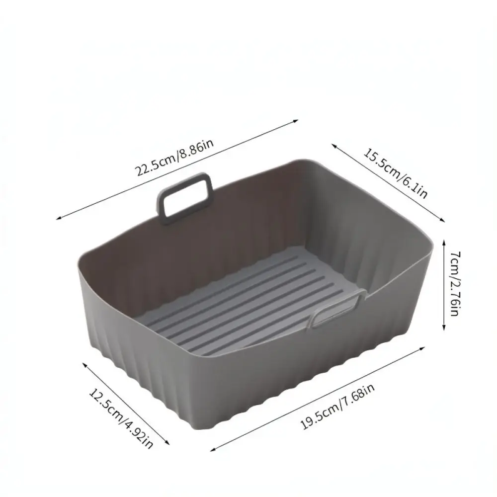 Foldable Silicone Air Fryer Basket Rectangular Baking Pan Food Grade Kitchen Roasting Tray For Cooking Meat Bread