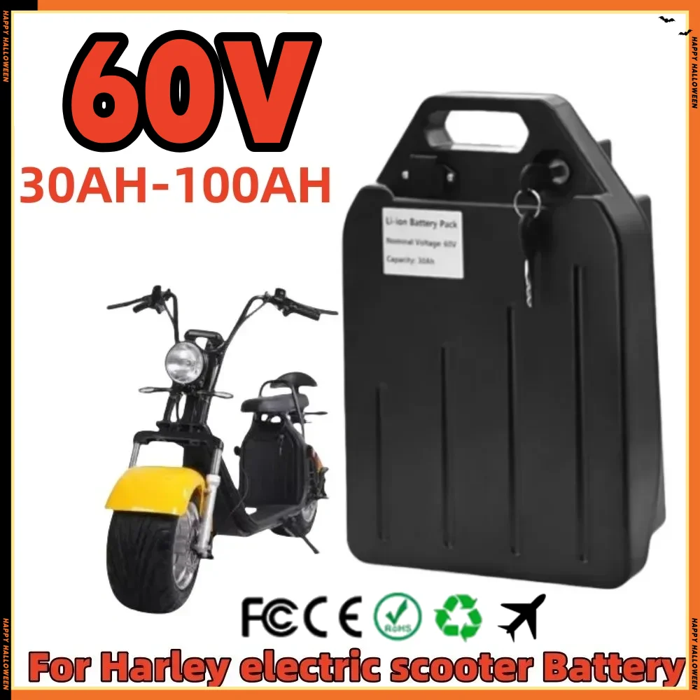 Lithium 👍 60V 20Ah~50Ah For Harley two wheel foldable Citycoco Battery 500W- 2400W Electric motorcycle Waterproof Free charger