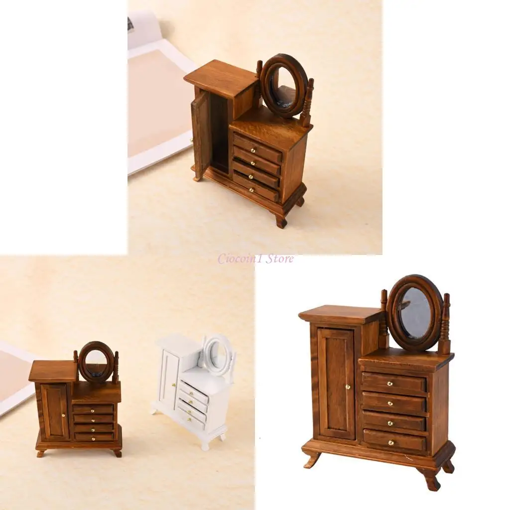 

Y1UB Antique Miniature Vanity Cabinet 1/16 Dollhouses Furniture with Realistic Detail