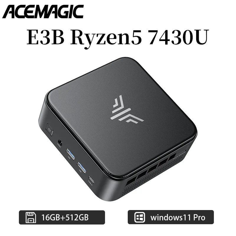 Mini-PC AMD Ryzen 5 7430U Prozessor 16 GB DDR4 512 GB M.2 2280 SSD für Büro und Studium Wifi6BT5.24K@60 HzUHD ACEMAGIC E3B