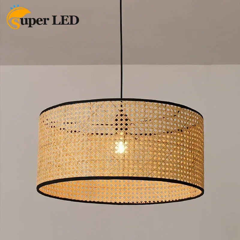 

Retro Hanging Lamp Rattan Pendant Light Fixture Handmade Light Lamp Living Room Dining Room Decor Luminaire E27 Lighting Fixture