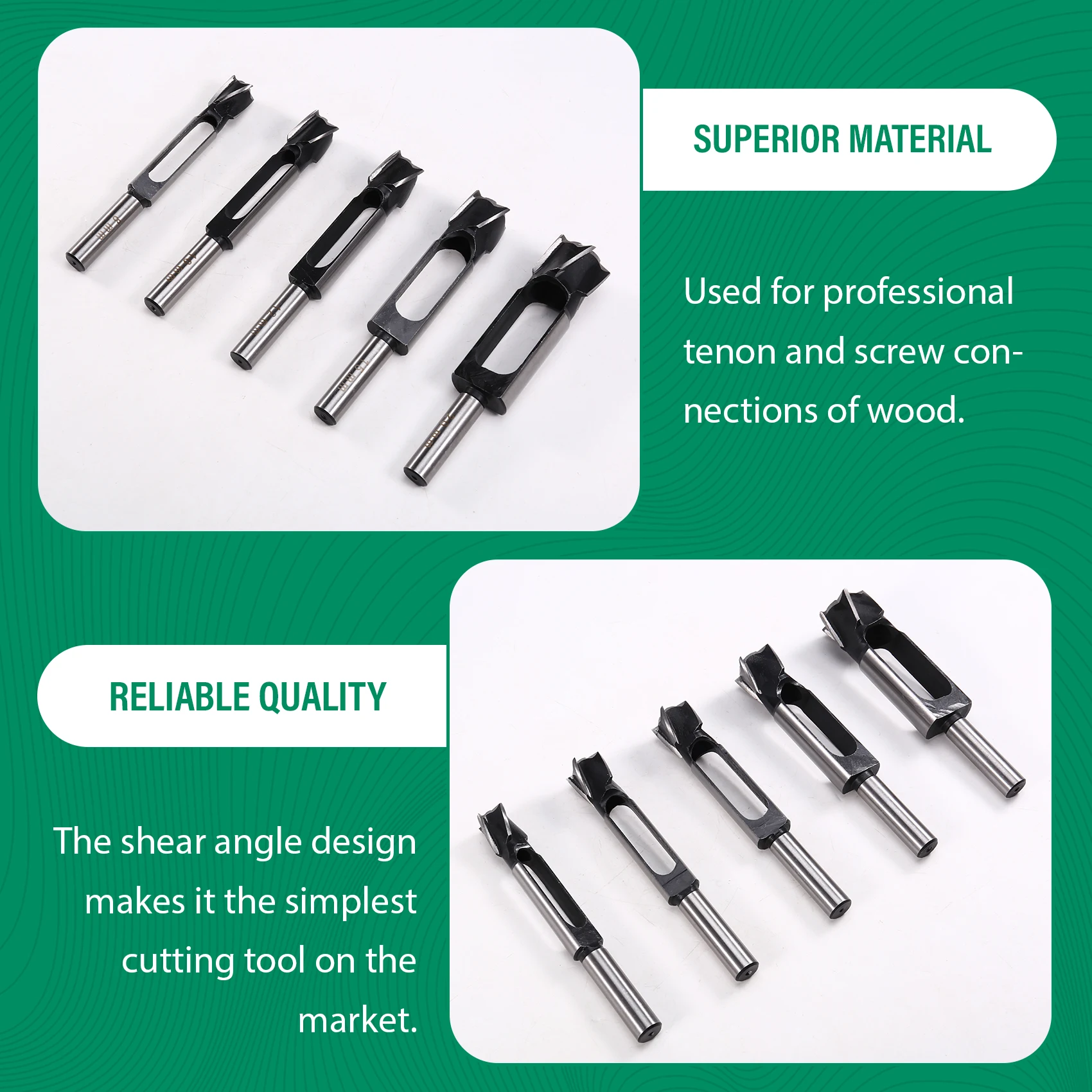 Goodprice 5Pcs 8-20mm Woodworking Drill Bit High Speed Steel Round Bar Cutter Round Wood Tenon Drill Bit Sleeve Hole Drill