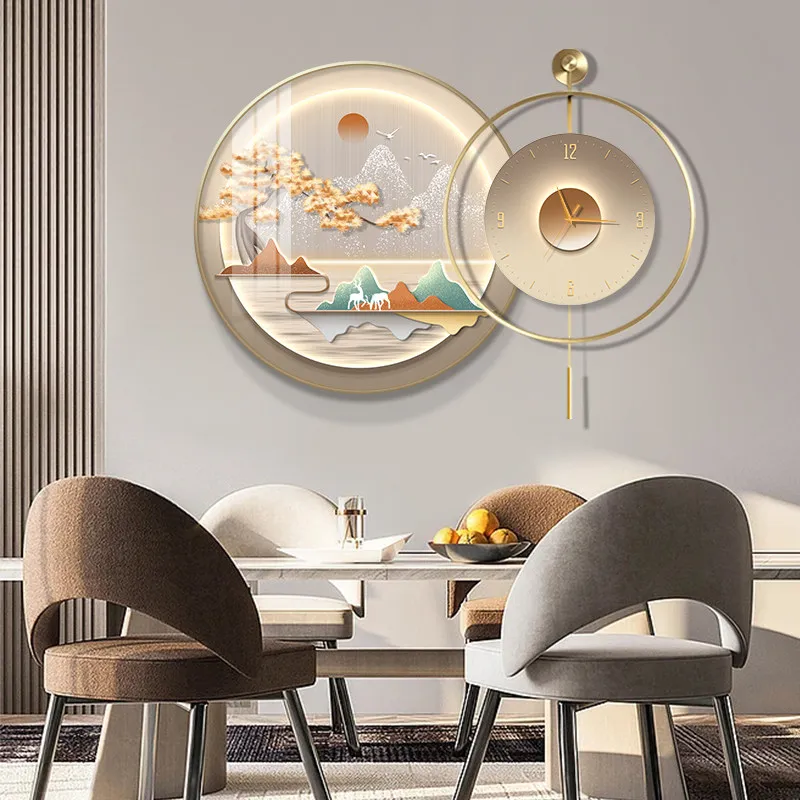 Restaurant Luxury Wall Clocks Chinese Style Creative Fashion Design Interior Wall Watch Art Mural Silent Horloge Home Decor