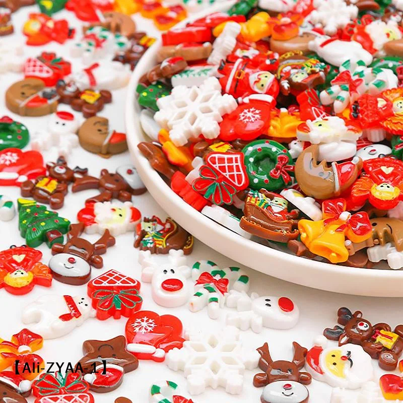 【A】10/30Pcs New Cute Christmas Series Flat Back Resin Cabochons For DIY Jewelry Craft Scrapbooking Decoration Accessorie