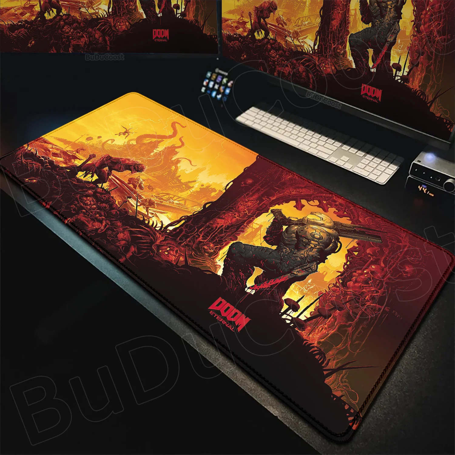 

New D-DOOM The Dark Ages Mouse Pad Gamers Anime Game XXL 1200x600mm Home HD Computer Desk Mats PC Office Gaming Desktop Mausepad