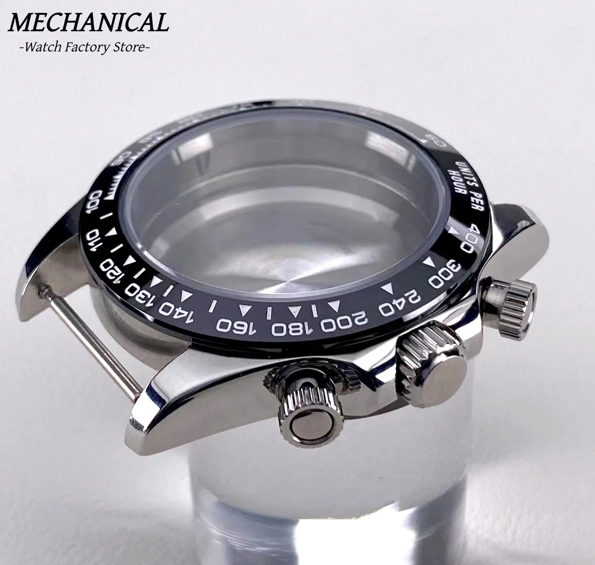 39 mm VK63 Uhrengehäuse mit Keramiklünette und Saphirglas, Edelstahl, Herrenuhr-Zubehör für VK63 Quarzwerk – Detail 8