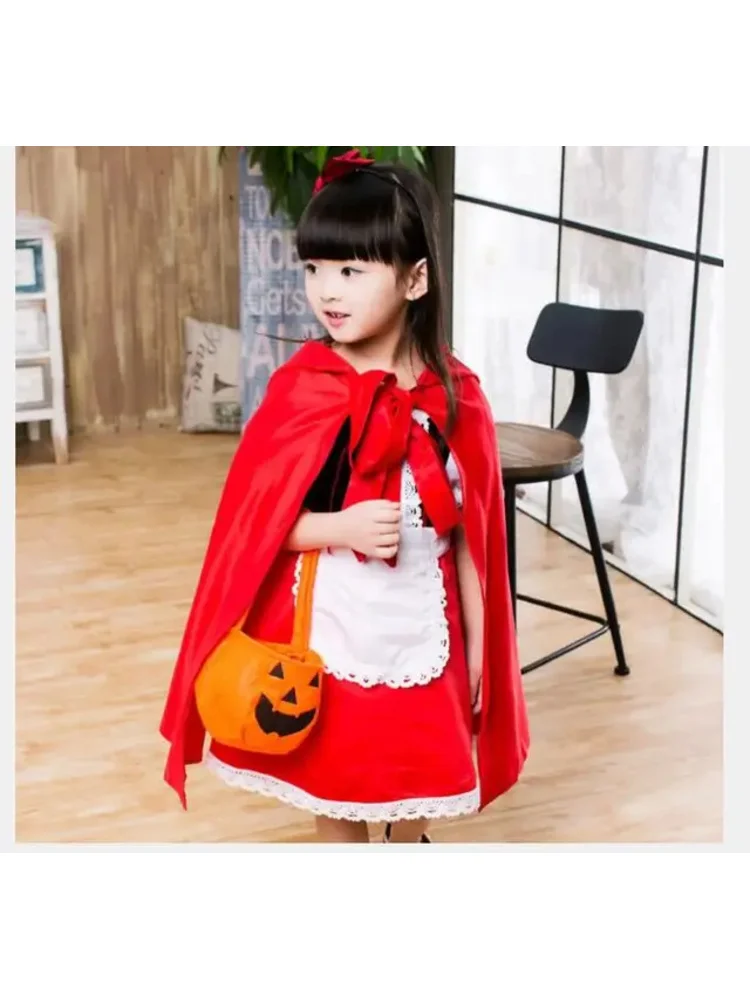 1 set/lot Halloween costume kids girls dress children Red Riding Hood cosplay dress Princess baby party cosplay costumes js6795