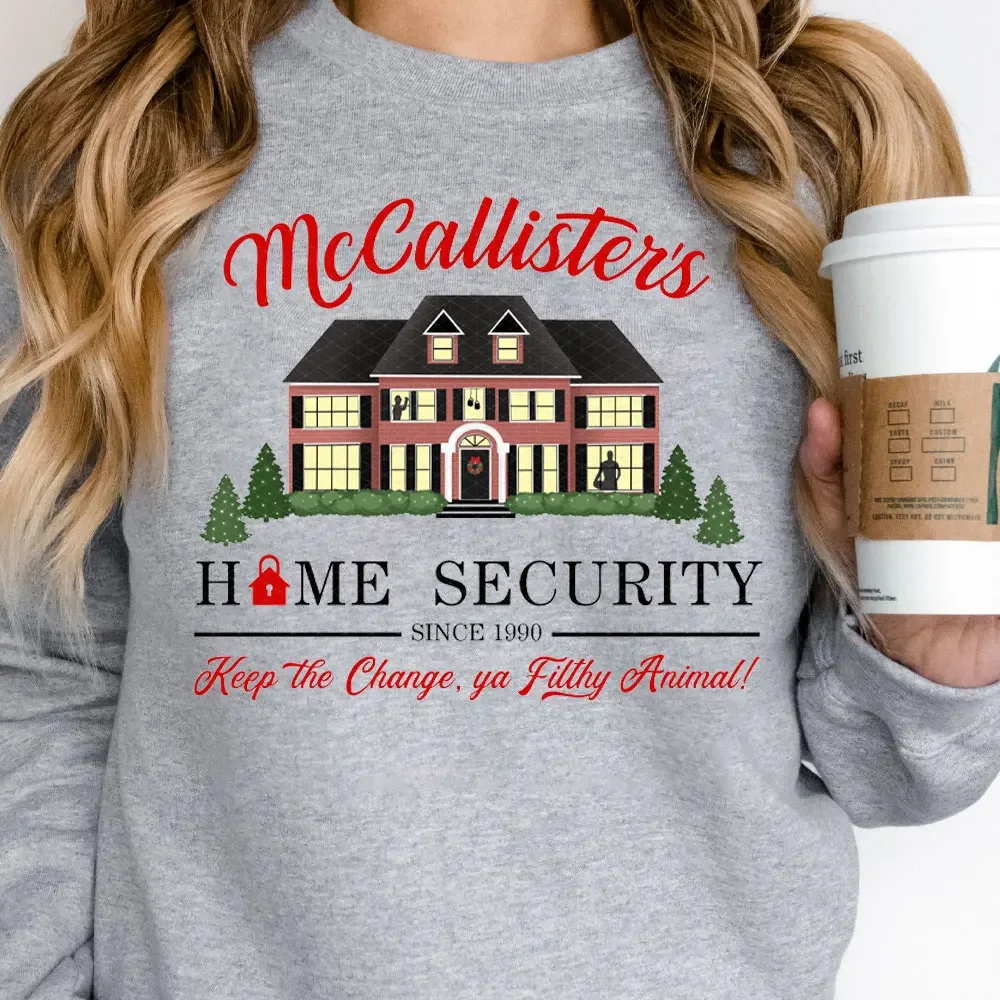 Home Alone Hoodie McCallister's Home Security Hooded Sweatshirt Funny Christmas Movie Kevin McCallister Xmas Hoodies Men Women