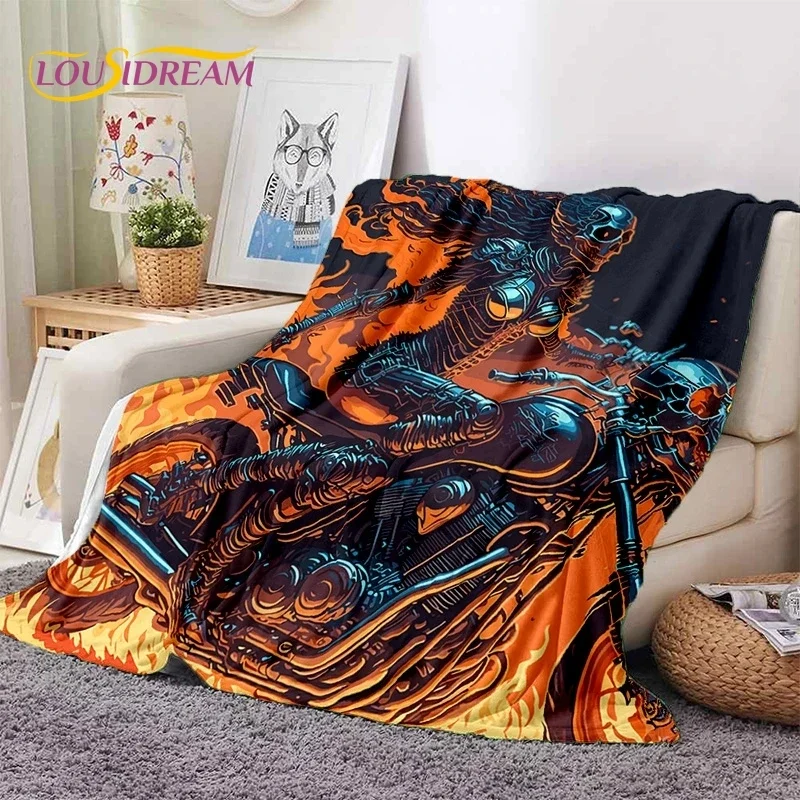 Motocross Modern retro Motorcycle Soft flanella coperta per letto camera da letto divano Picnic, coperta per copertura all\'aperto regalo per il