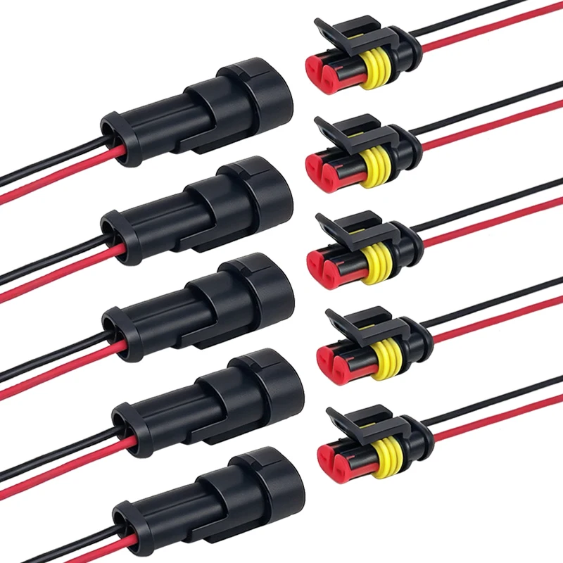 10Pcs/5Sets 1 2 3 4 Pin Waterproof Automotive Electrical Wire Connector Male Female Quick Plug for Car Motorcycle Truck Boat