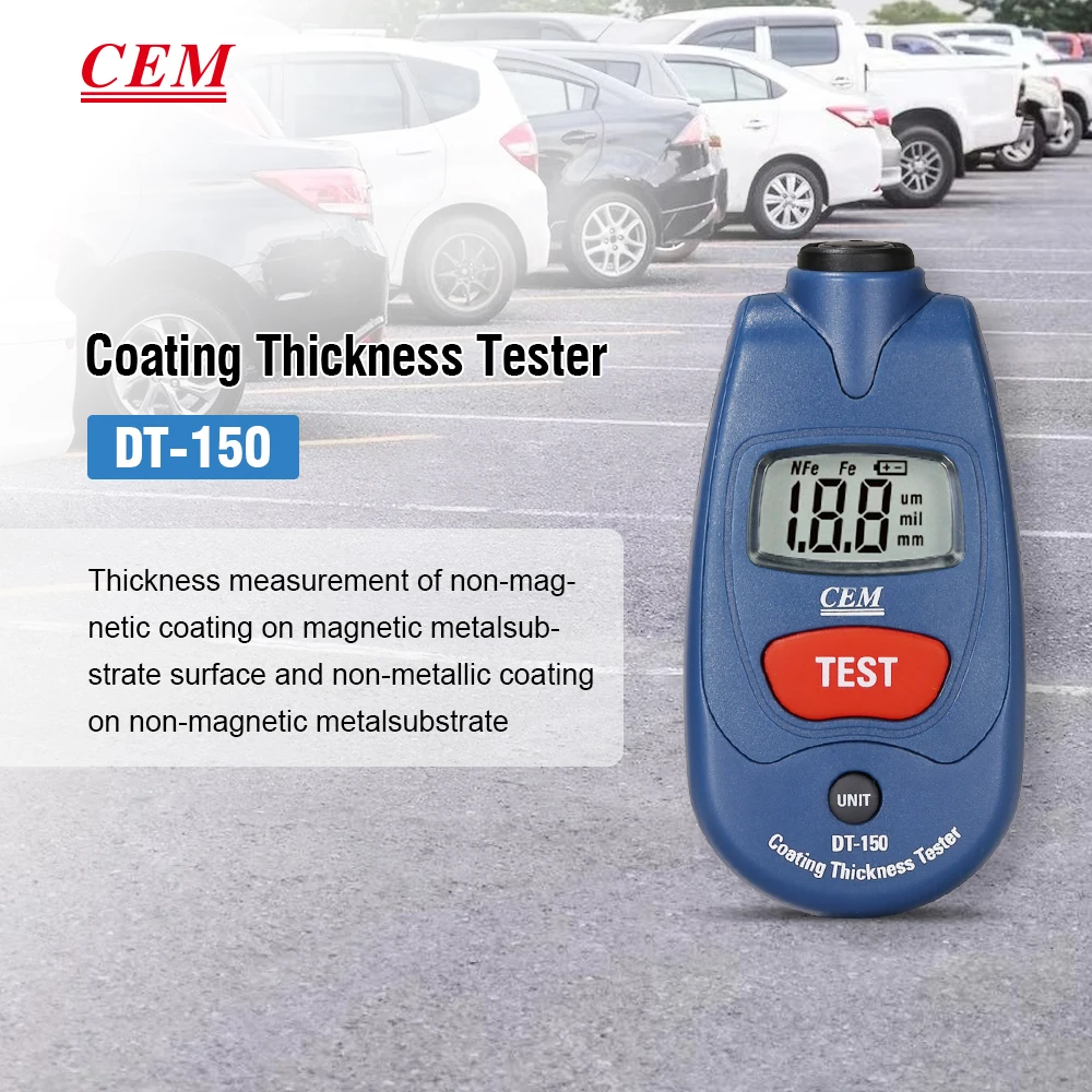 Imagem -02 - Cem-digital Paint Coating Espessura Tester Dt150 Medidor Espessura Metal Medição Atacado