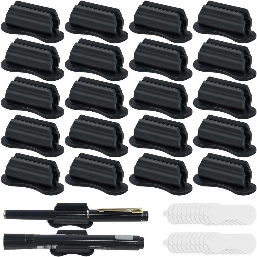 SameTech 20 حزمة من حامل القلم اللاصق من السيليكون، مقابض التقشير اللاصقة القابلة لإعادة الاستخدام للكتابة المكتبية أو الجدار المريحة أ #1