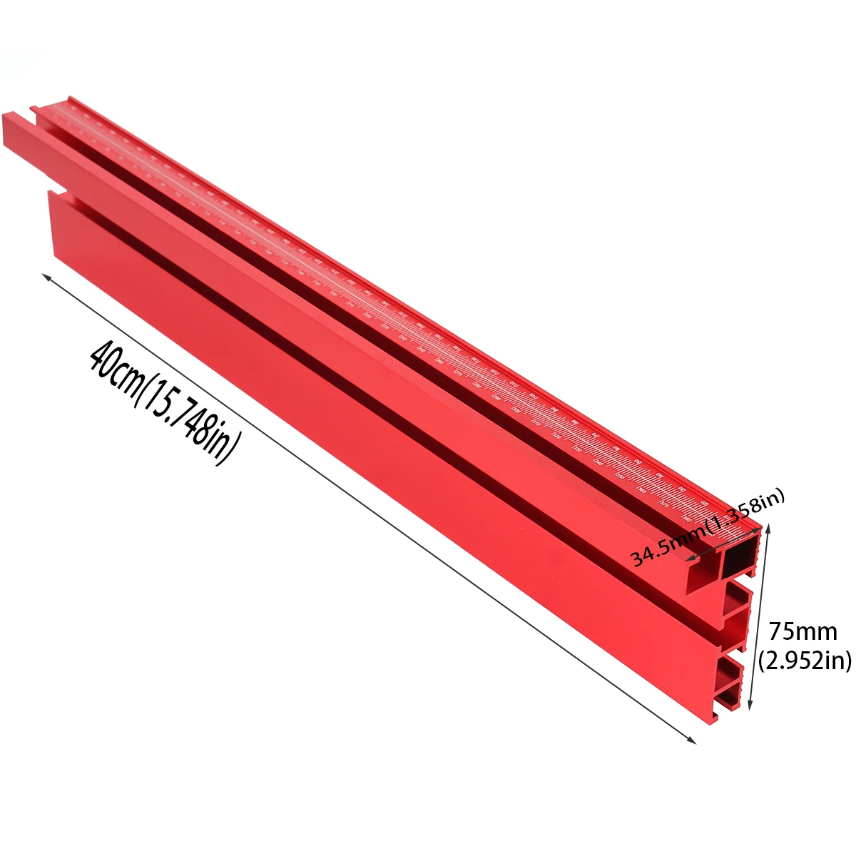 40CM 75 Type Red Aluminum Profile Router Fence Multi T-Track Table Saw Fence Woodworking T-Slot Miter Track Fence Stopper