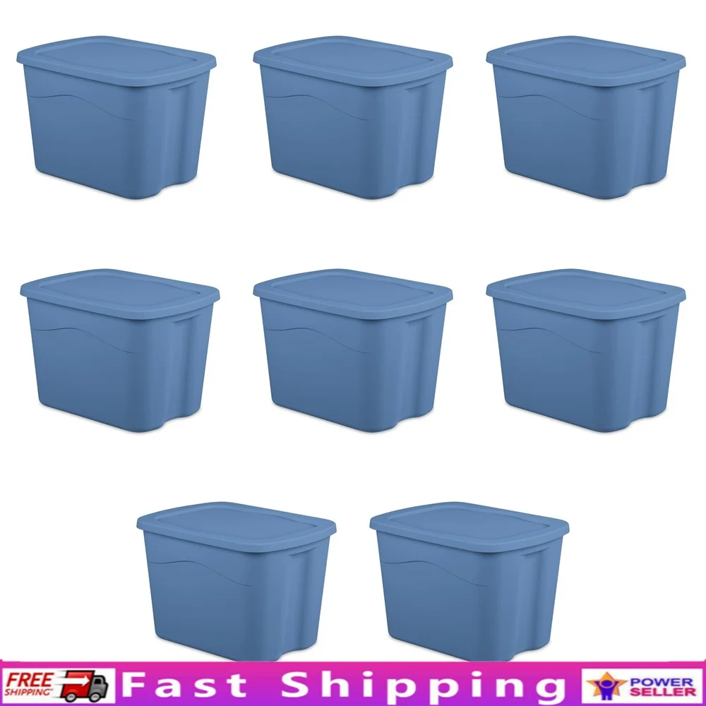 

Large 18 Gallon Plastic Storage Bins with Snap-on Lid 8 Pack Stackable Tote Containers Home Organization and Clutter Control