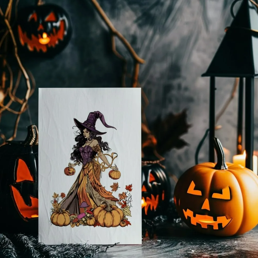 Halloween Witch Clear Silicone Stamps for DIY Card Making Magic Witch Silicone Seal Pumpkin Mushroom Maple Decorative Clear