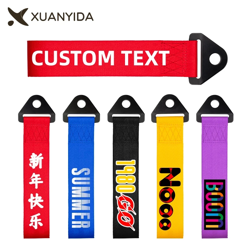 Custom Car Tow Strap Customized Your Text Logo Pattern Tow Ropes Trailer Ropes Bumper Trailer Max 2 Tons Towing Strap With Nut