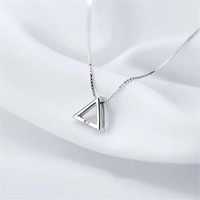 New Fashion Simple Triangle 925 Sterling Silver Jewelry Personality Geometric Single Crystal Clavicle Chain Necklaces XL010