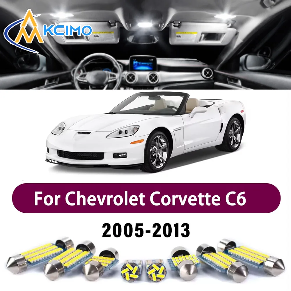Premium LED Interior Lighting Kit for Chevrolet Corvette C6 2005-2013 2006 High-Quality Error-Free Dome Map Trunk Auto Lamps