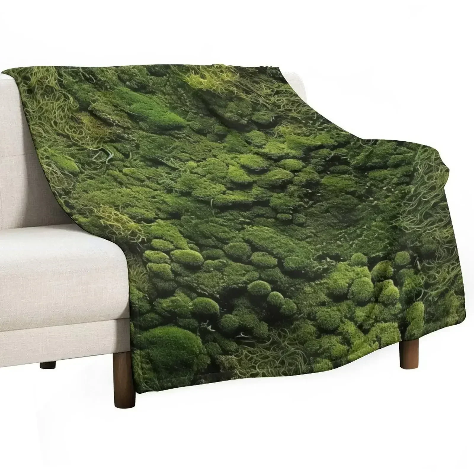 Moss Pattern: Natural Freshness Throw Blanket Flannel Fabric Designers Personalized Gift christmas gifts Blankets