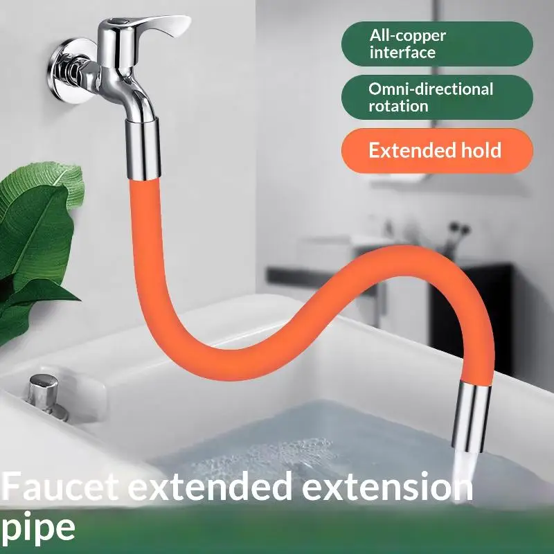 [MA]360° Rotation Bending Faucet Extender Wash Basi Bathroom 20/30/50CM Universal Kitchen Orange Faucet Extension Hose Bathroom