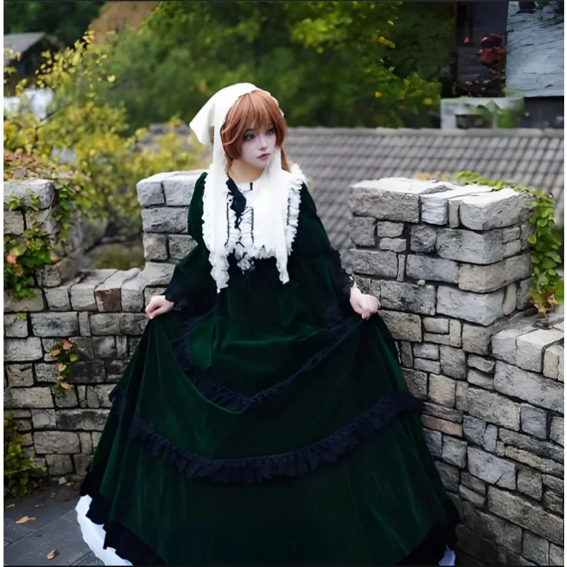 Disfraz de cosplay de anime Rozen maid suiseiseki, vestido verde, vestido de niña Lolita, conjunto de accesorios de ropa, trajes de Carnaval para fiesta de escenario
