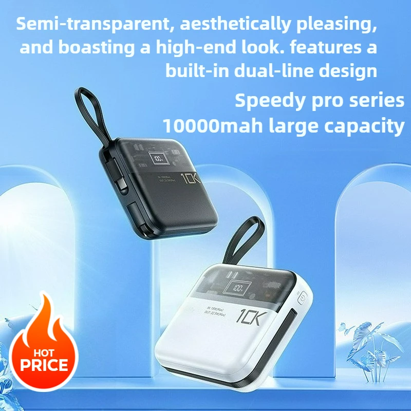 

10000mAh 20000mAh 20W 22.5W Fast Charging Power Bank with Built-in Dual Cables for Phones