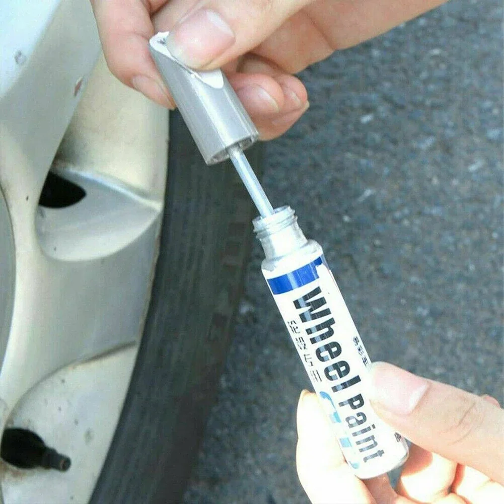 1pcs 12ml Car Wheel Scratch Repair Pen Silver Alloy Wheel Touch Up Pen Repair Paint Curbing Scratch Maker With Brush