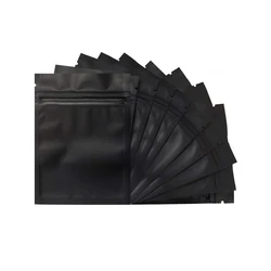 Bolsa pequeña de plástico para almacenamiento de alimentos, paquete de sellado térmico negro mate con cierre de cremallera, papel de aluminio a prueba de olores, Mylar en polvo, 8,5x13cm