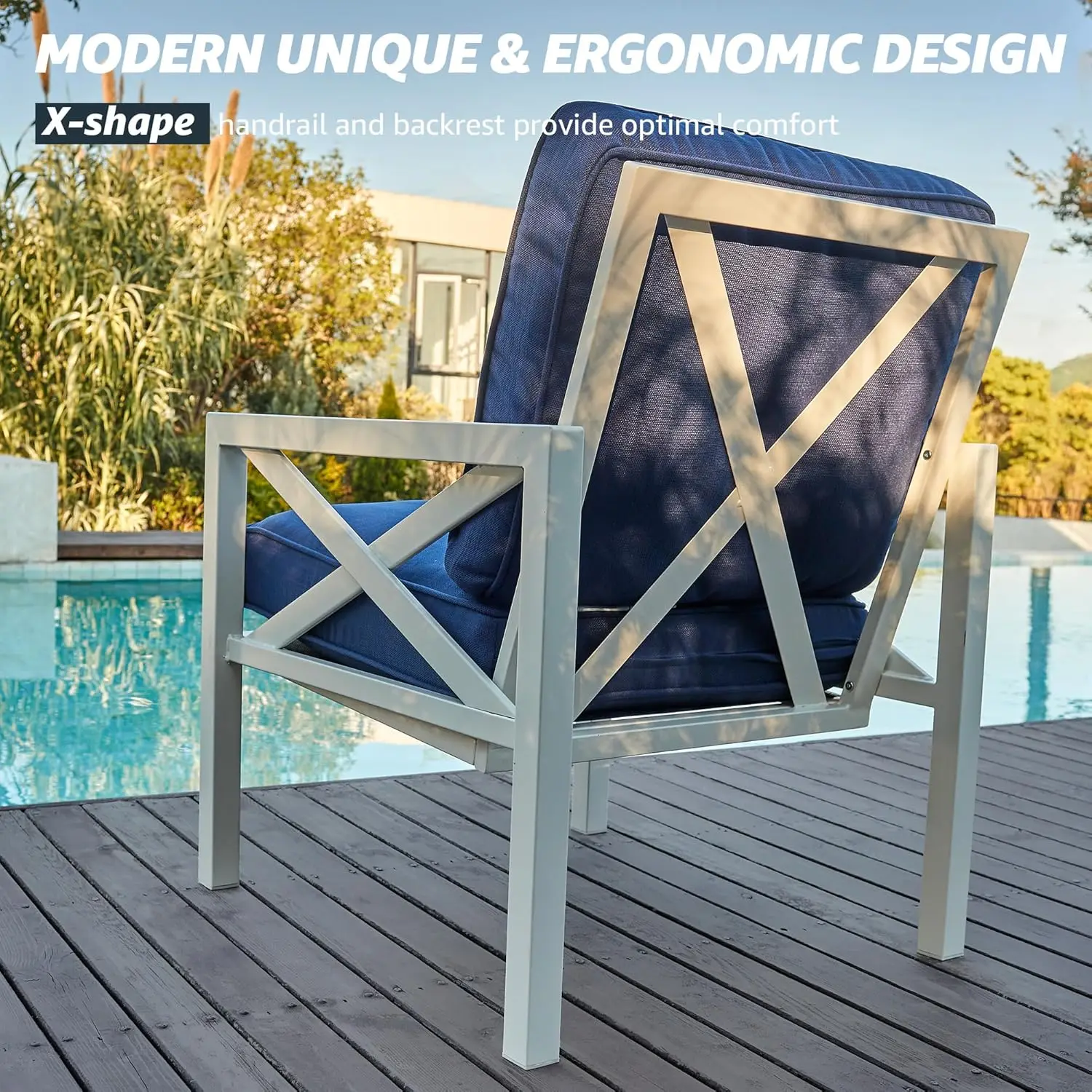 Набор из 4 предметов мебели для патио, современные наборы для бесед в патио, секционный металлический диван для улицы с 5,5-дюймовой подушкой и компанией