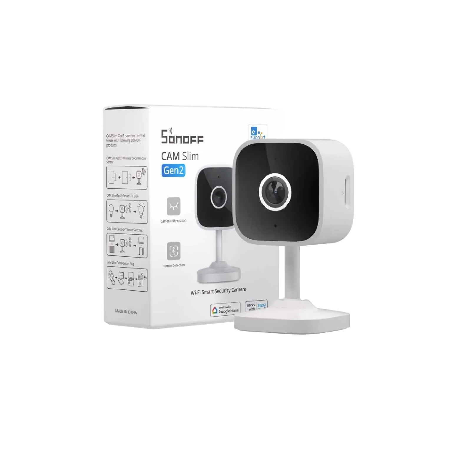 

SONOFF WiFi CAM Slim Gen2 Умная домашняя камера безопасности 1080P HD Обнаружение движения Двустороннее аудио Поддержка ночного видения Alexa Google