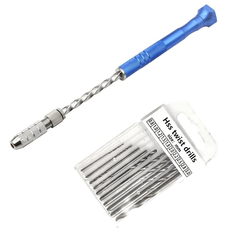 A23T Semi-Automatic Hand Twist Drill Set, 0.5-3mm, Circuit Board Drilling Tool, Amber Plastic Drill for Precision DIY