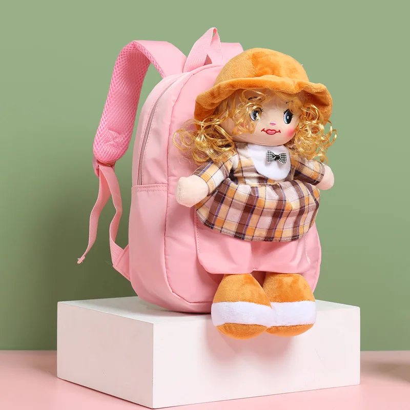 Magical Cartoon Backpack with Removable Plush Doll - Perfect for Your Little One's Nursery Adventure! Kids Girls Backpacks