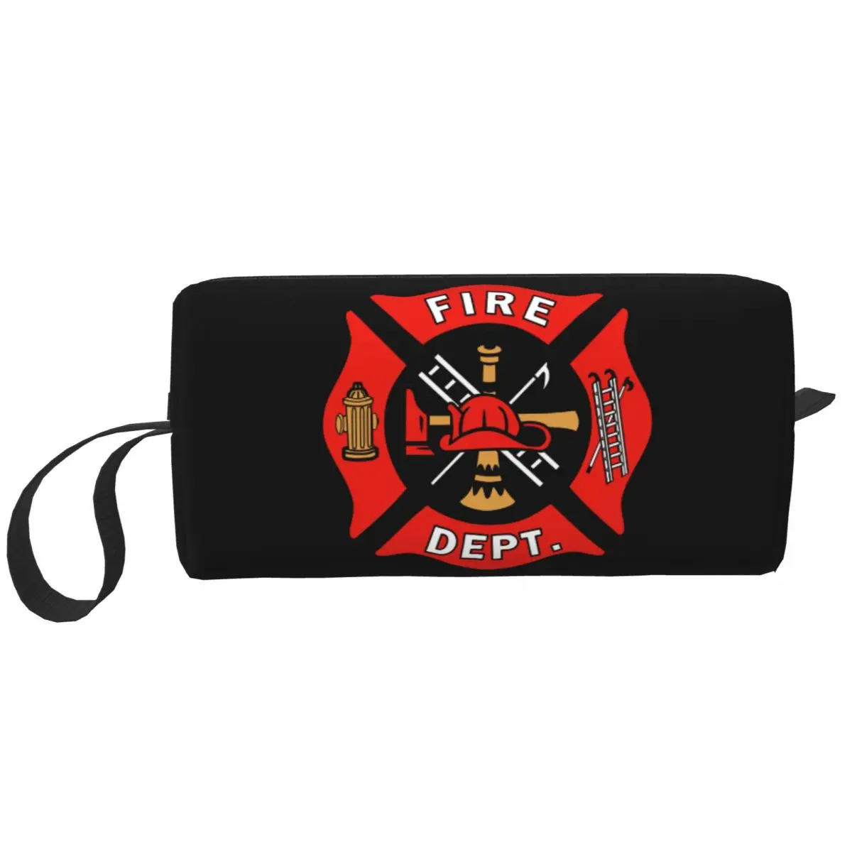 

Firefighter Department Logo Makeup Bag Women Travel Cosmetic Organizer Cute Fireman Fire Rescue Storage Toiletry Bags