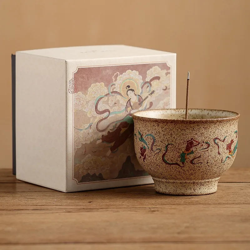 Dunhuang flying incense burner, exquisite retro merchandise ceramic aromatherapy burner ornament