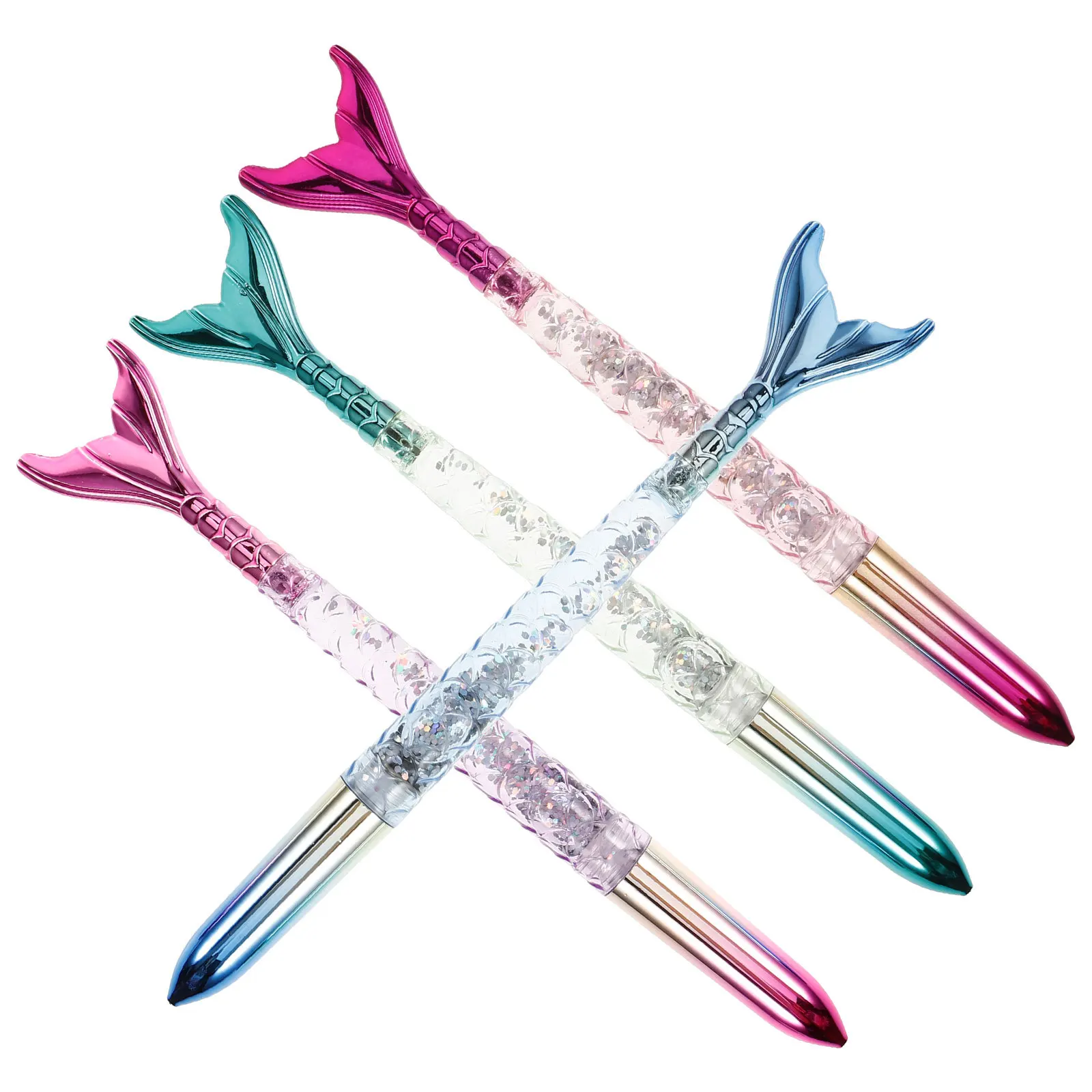 4Pcs 사랑스러운 사인 펜 인어 모양 디자인 사용하기 쉽고 보관하기 쉬운 학생용 사무실 펜 학습 문구류