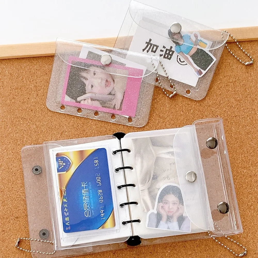 Original Glitter Transparent Card Holder Cover Five Holes PVC Book Inner Bag Loose Leaf M5 Storage Bag