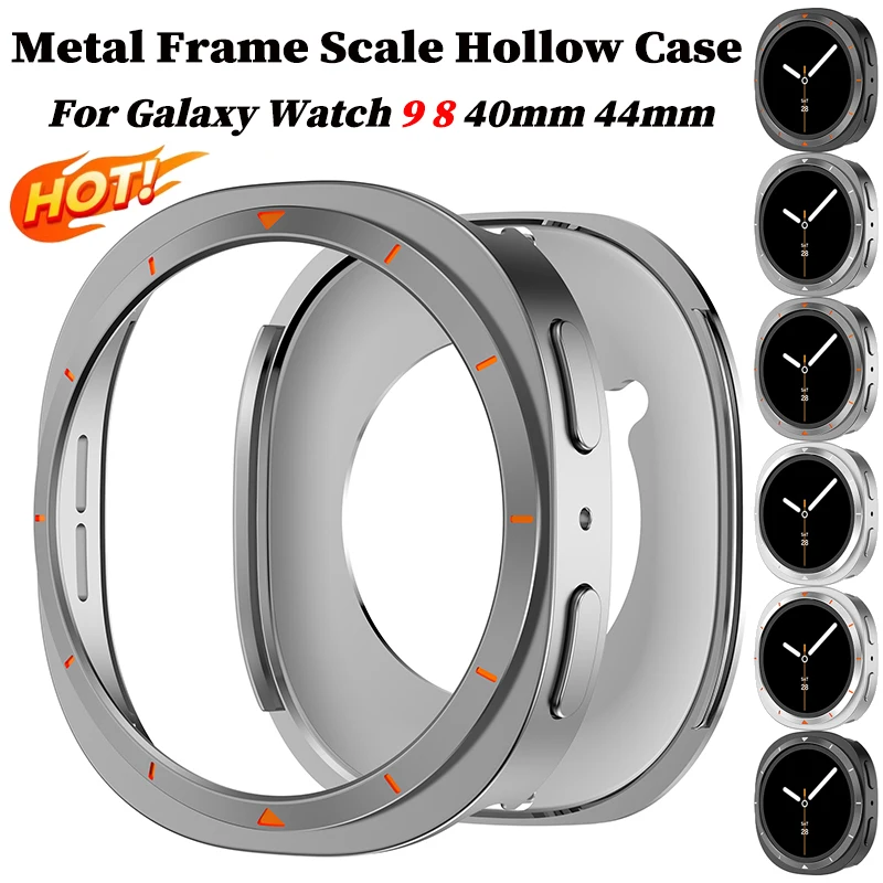 Stainless Steel Metal Case for Samsung Galaxy Watch 9 8 44mm 40mm Protective Cover Rugged Bumper Shell for Watch 9 8 Protector