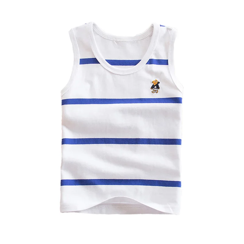 

Children Cotton Vest T shirt for Boys Summer Out Wear Vests Tops Casual Cotton Striped Sleeveless Boys T shirt for 3-16Y BC006