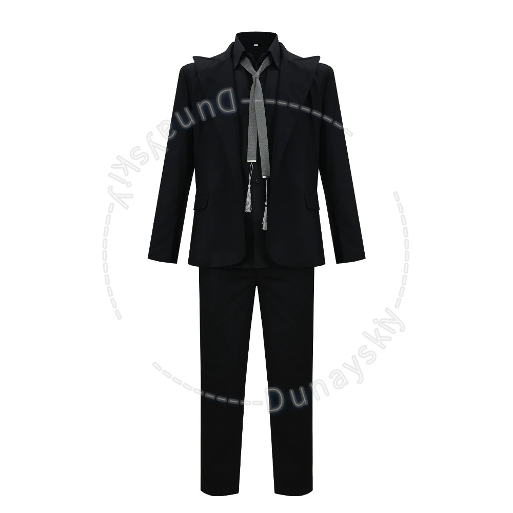 Good Sign Crowley Demon Black Formal Suit  Black Suit Cosplay Costume Halloween Cosplay Uniform with Decorative Tie Fans Party view 4