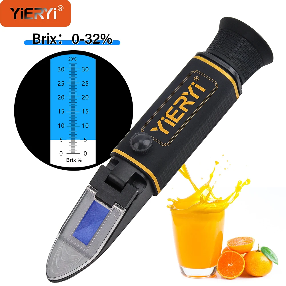 YIERYI Brix Refractometer 0-32% Sugar Content Tester with Automatic Temperature Compensation for Fruit Juice Jam Wine Brewing