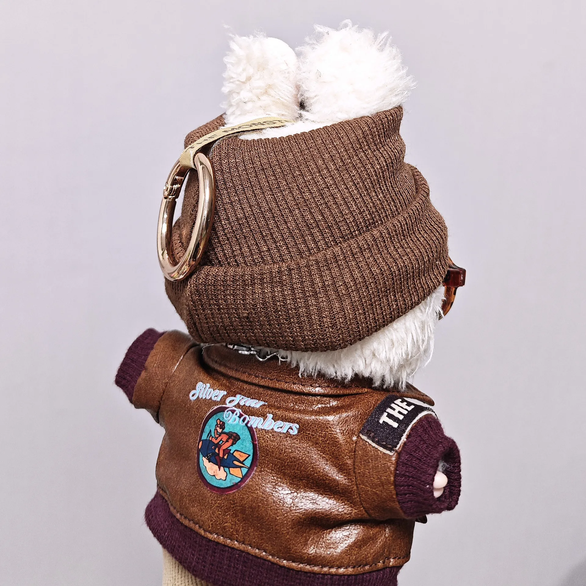 Solo ropa para muñecas] ropa de bebé labubu chaqueta de cuero retro de moda 17cm123 conjunto de muñeco de peluche de vinilo de generación