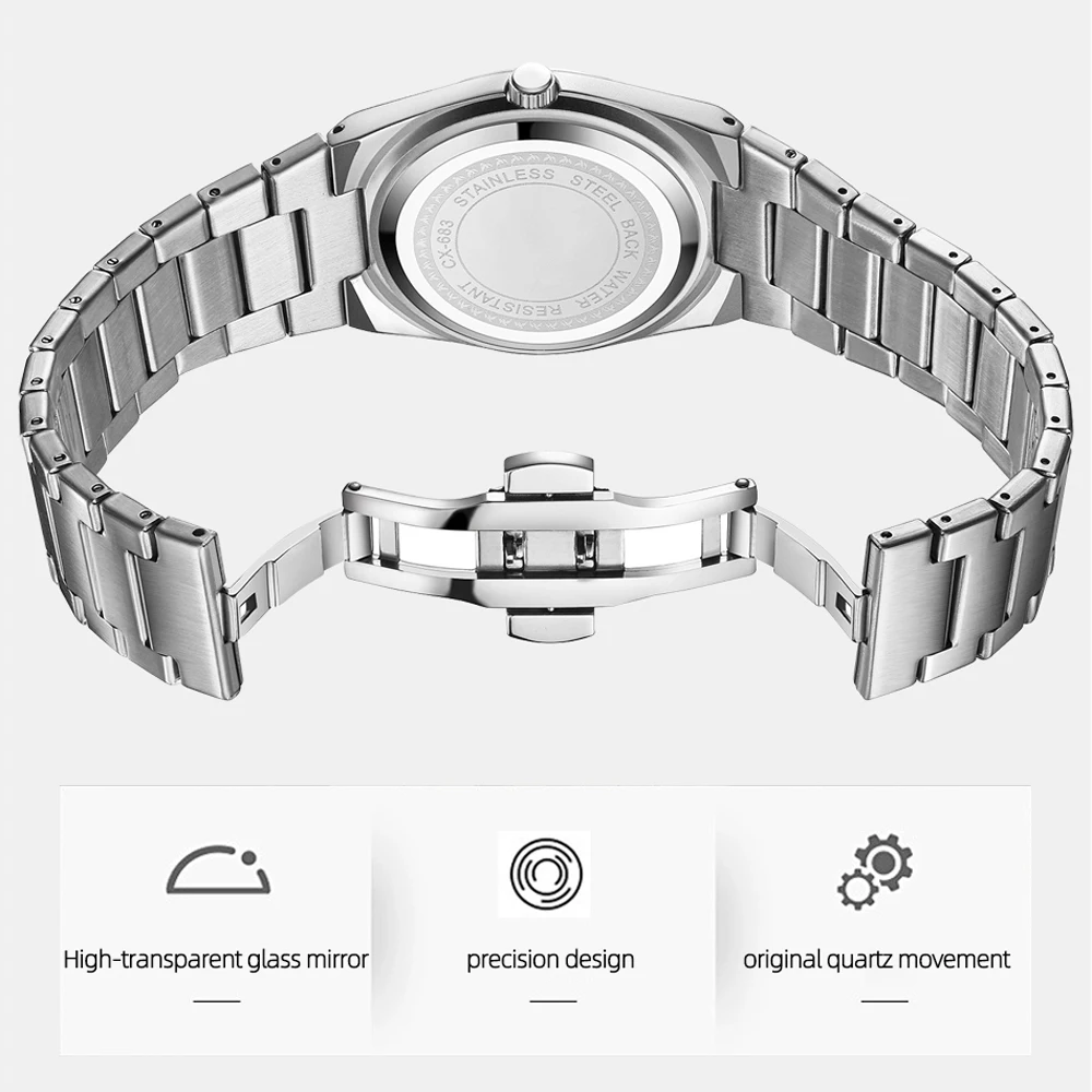 CHENXI Classic Minimalist Dial Fashion Casual Quartz Watches for Men Luminous Calendar Stainless Steel Wristwatches Male Gift